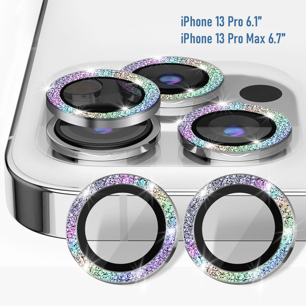 [3+1] CamLabs iPhone 13 Pro & iPhone 13 Pro Max Camera Lens Protector - 4PC Set Anti-Scratch, 9H Hardness Tempered Glass - Case Friendly, Easy to Install iPhone 13 Pro Max Screen Protector For Lenses, Microfiber Phone Cleaning Sticker - Colorful Bling