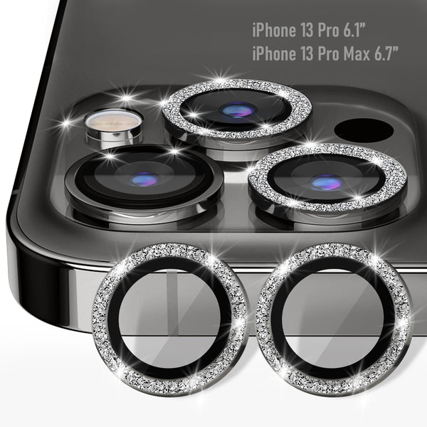 [3+1] CamLabs iPhone 13 Pro & iPhone 13 Pro Max Camera Lens Protector - 4PC Set Anti-Scratch, 9H Hardness Tempered Glass - Case Friendly, Easy to Install iPhone 13 Pro Max Screen Protector For Lenses, Microfiber Phone Cleaning Sticker - Black Bling
