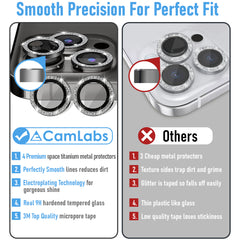 [3+1] CamLabs iPhone 13 Pro & iPhone 13 Pro Max Camera Lens Protector - 4PC Set Anti-Scratch, 9H Hardness Tempered Glass - Case Friendly, Easy to Install iPhone 13 Pro Max Screen Protector For Lenses, Microfiber Phone Cleaning Sticker - Black Bling