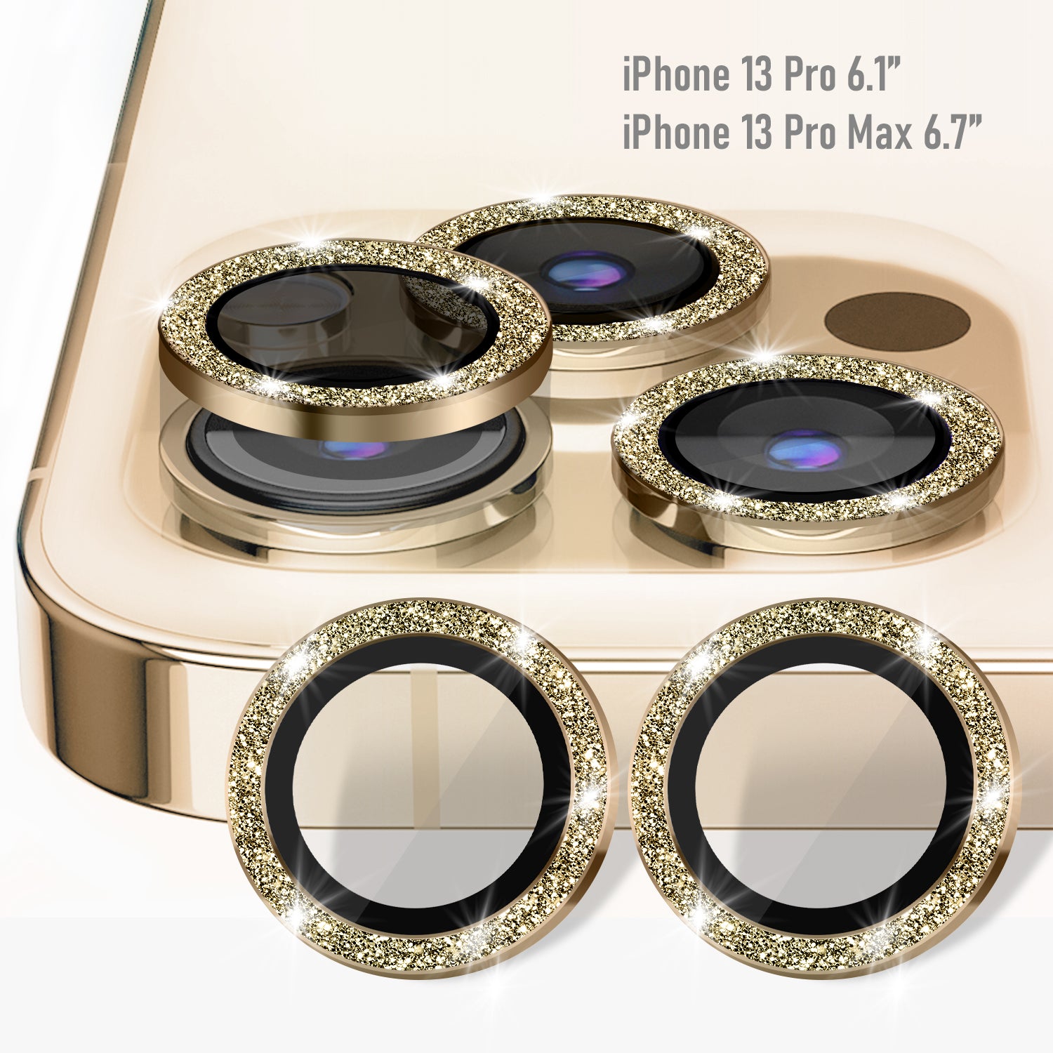 iPhone 13 Pro Max Camera Lens Protector - Glitter Gold - Fits any iPhone 13  Pro and iPhone 13 Pro Max - Optodir Tech