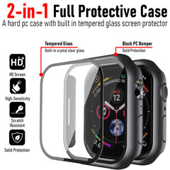 [2 Pack] CamLabs Apple Watch Case Built in Tempered Glass Screen Protector Compatible with Apple Watch Series 7 45mm, Hard PC Case Ultra-Thin Bumper Overall Protective Crystal Clear Cover - Black Case