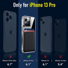 CamLabs [8 in 1] Defender iPhone 13 Pro Case 6.1 Inch, 2 Pack Tempered Glass Screen Protector + 2 Pack Camera Lens Protector + Magnetic Wallet + Phone Stand, Clear Shockproof Slim Thin