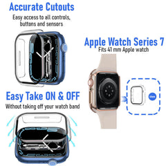[2 Pack] CamLabs Apple Watch Case Built in Tempered Glass Screen Protector Compatible with Apple Watch Series 7 41mm, Hard PC Case Ultra-Thin Bumper Overall Protective Crystal Clear Cover- Transparent
