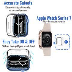 [2 Pack] CamLabs Apple Watch Case Built in Tempered Glass Screen Protector Compatible with Apple Watch Series 7 45mm, Hard PC Case Ultra-Thin Bumper Overall Protective Crystal Clear Cover- Transparent