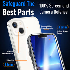 CamLabs [7 in 1] Defender iPhone 13 Case 6.1 Inch, with 2 Pack Tempered Glass Screen Protector + 2 Pack Camera Lens Protector [Military Grade Protection] + Phone Stand, Clear Shockproof Slim Thin