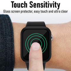 [2 Pack] CamLabs Apple Watch Case Built in Tempered Glass Screen Protector Compatible with Apple Watch Series 7 45mm, Hard PC Case Ultra-Thin Bumper Overall Protective Crystal Clear Cover - Black Case